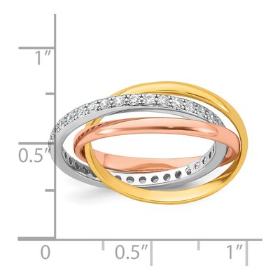 Sterling Silver CZ Tri-Tone Intertwined Ring – view 5