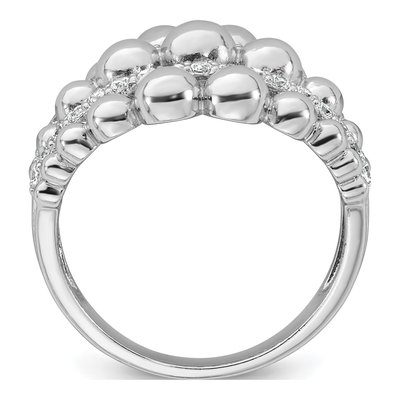 Sterling Silver CZ Graduated Beaded Ring – view 3