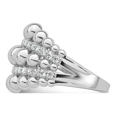 Sterling Silver CZ Graduated Beaded Ring – view 4