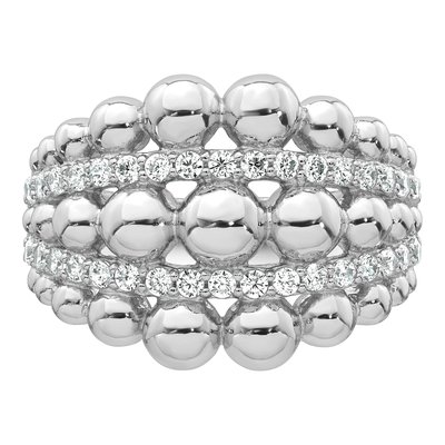 Sterling Silver CZ Graduated Beaded Ring – view 5