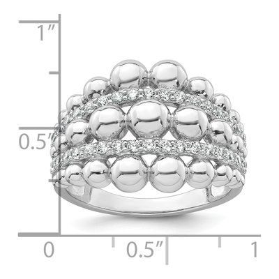 Sterling Silver CZ Graduated Beaded Ring – view 6