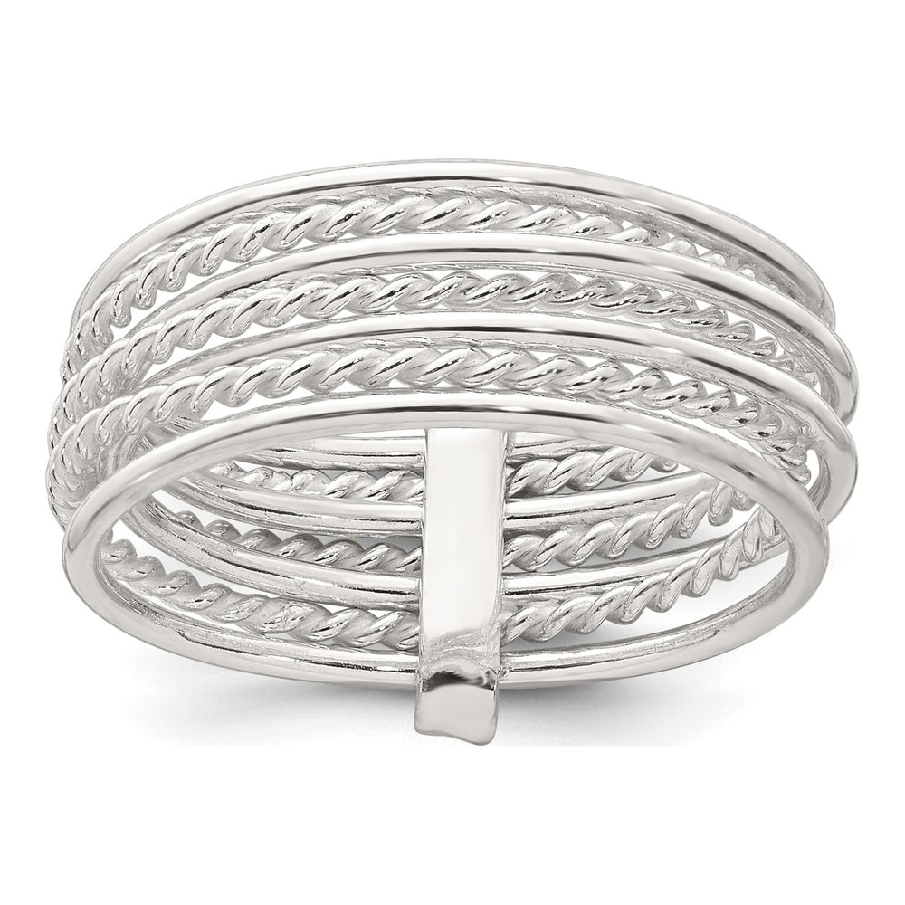 Sterling Silver Polished And Textured Twisted Multi-Band Size 6 Ring