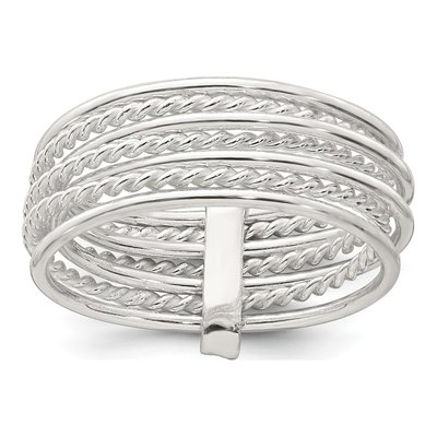 Sterling Silver 7.2mm Twisted Multi-Band