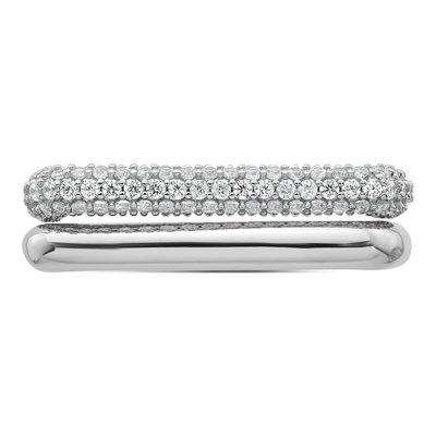 Sterling Silver Pave CZ Square Two-Ring Set – view 4