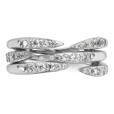 Sterling Silver CZ Multi-Row Ring – view 4