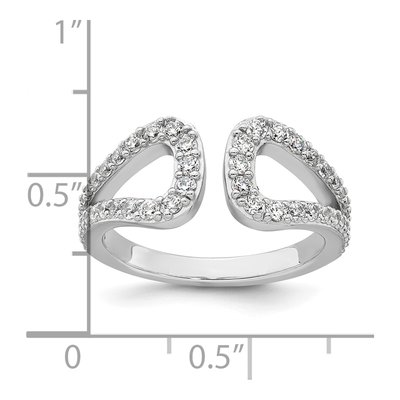 Sterling Silver CZ Open Top Ring – view 6