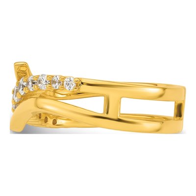 Gold-Plated Sterling Silver CZ Bypass Ring – view 4
