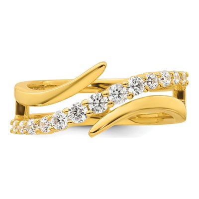 Gold-Plated Sterling Silver CZ Bypass Ring – view 5
