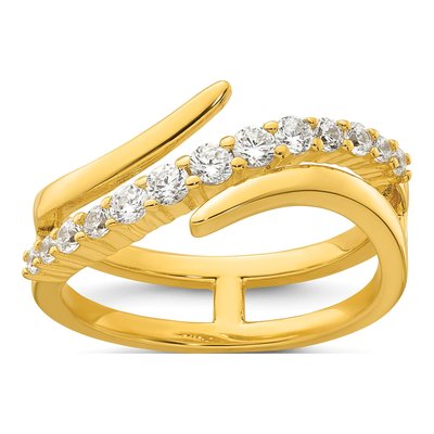 Gold-Plated Sterling Silver CZ Bypass Ring