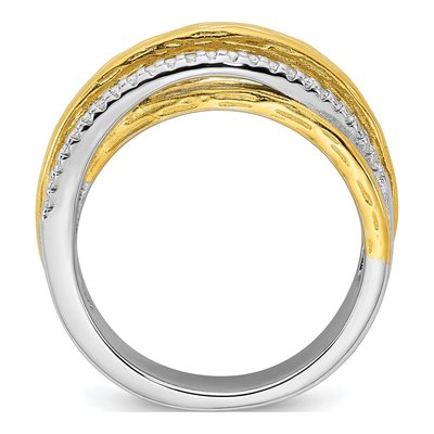 Sterling Silver CZ 4-Row Ring – view 3