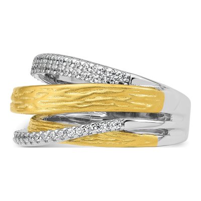 Sterling Silver CZ 4-Row Ring – view 4