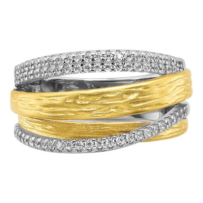Sterling Silver CZ 4-Row Ring – view 5
