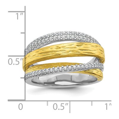Sterling Silver CZ 4-Row Ring – view 6