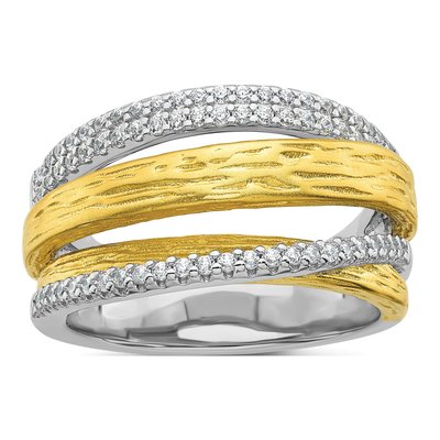 Sterling Silver CZ 4-Row Ring
