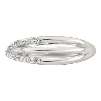Sterling Silver CZ Crossed Ring – view 4