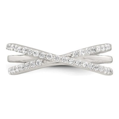 Sterling Silver CZ Crossed Ring – view 5