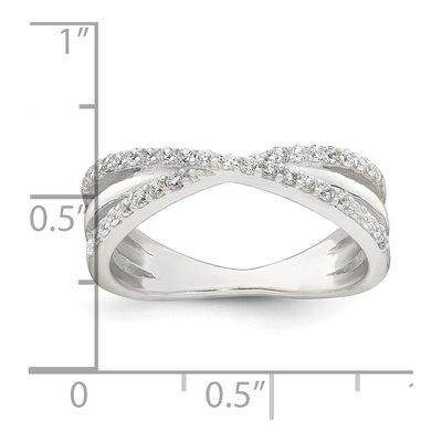 Sterling Silver CZ Crossed Ring – view 6