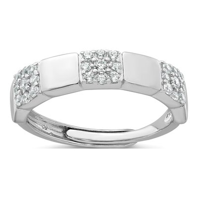 Sterling Silver CZ Pave Squares Ring