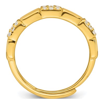 Gold-Plated Sterling Silver CZ Adjustable Squares Ring – view 3