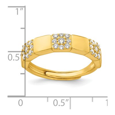 Gold-Plated Sterling Silver CZ Adjustable Squares Ring – view 6