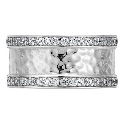 Sterling Silver CZ Hammered Ring – view 4