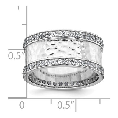Sterling Silver CZ Hammered Ring – view 5