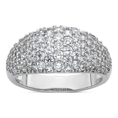 Sterling Silver CZ Tapered Pave Ring