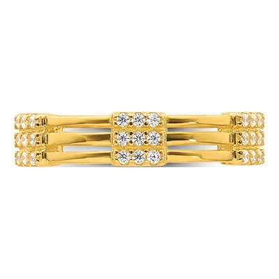 Gold-Plated Sterling Silver CZ 3-Row Eternity Ring – view 4