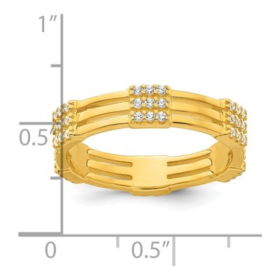 Gold-Plated Sterling Silver CZ 3-Row Eternity Ring – view 5