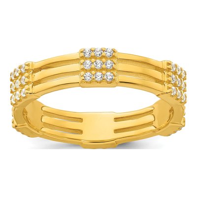 Gold-Plated Sterling Silver CZ 3-Row Eternity Ring