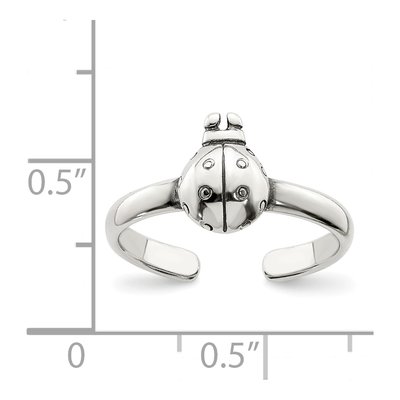 Sterling Silver Antiqued Ladybug Toe Ring – view 4