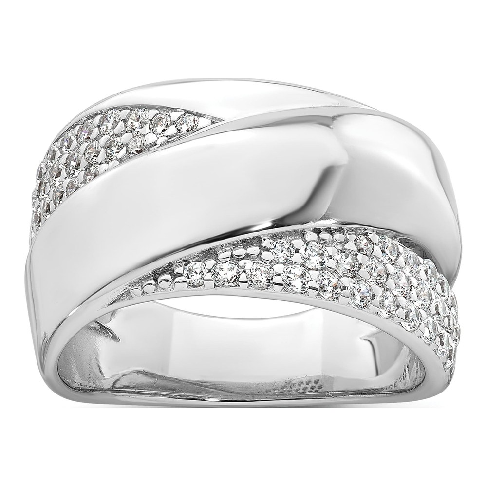 Sterling Silver Rhodium-Plated Polished Fancy Cz Size 6 Ring