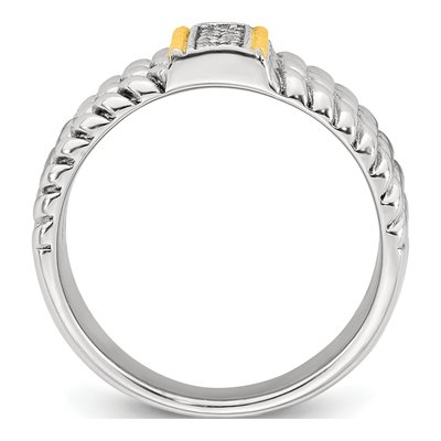 Sterling Silver & 14K Gold CZ Triple Twisted Ring – view 3