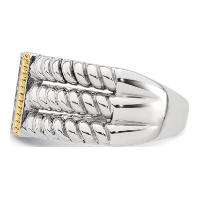 Sterling Silver & 14K Gold CZ Triple Twisted Ring – view 4