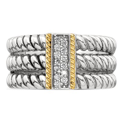 Sterling Silver & 14K Gold CZ Triple Twisted Ring – view 5