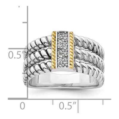 Sterling Silver & 14K Gold CZ Triple Twisted Ring – view 6