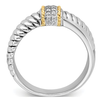 Sterling Silver & 14K Gold CZ Twisted Ring – view 3