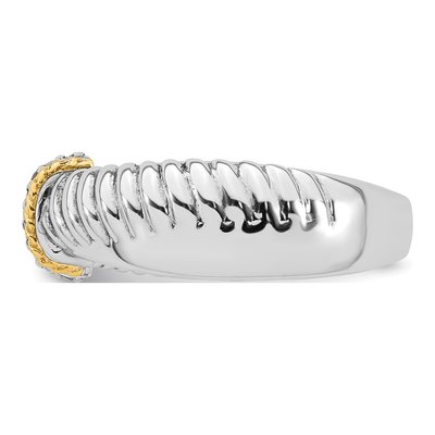 Sterling Silver & 14K Gold CZ Twisted Ring – view 4