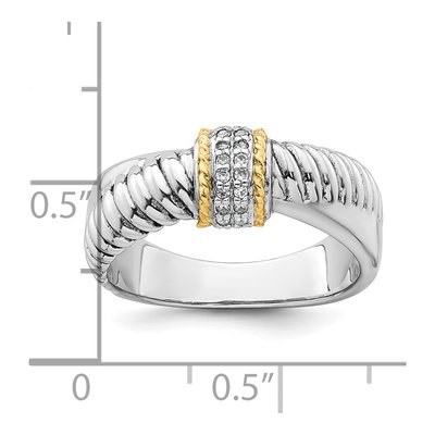 Sterling Silver & 14K Gold CZ Twisted Ring – view 6