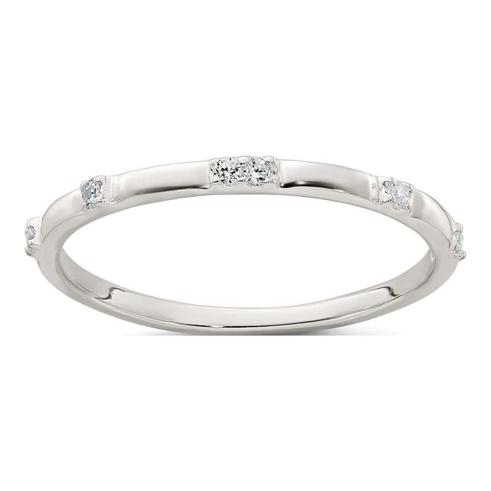 Sterling Silver Polished Cz 1.5mm Band Size 6 Ring