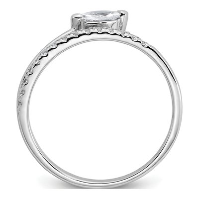 Sterling Silver CZ Marquise Round Ring – view 3