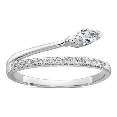 Sterling Silver CZ Marquise Round Ring