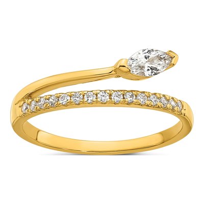 Gold-Plated Sterling Silver CZ Marquise Ring