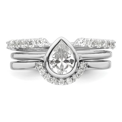 Sterling Silver CZ Three-Ring Set, Size 6 – view 5