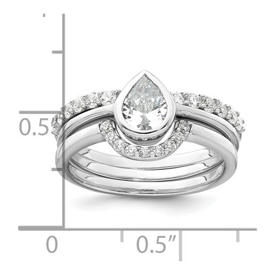 Sterling Silver CZ Three-Ring Set, Size 6 – view 6