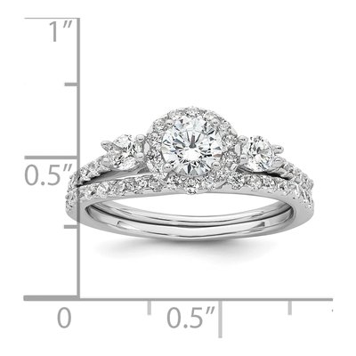 Sterling Silver CZ 3-Stone Halo Bridal Set, Size 6 – view 7