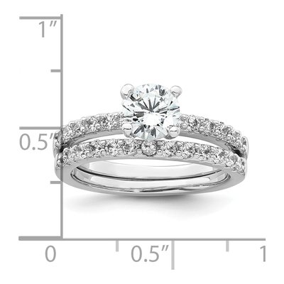 Sterling Silver Rhodium-Plated Polished Cz Solitaire Size 6 Engagement Ring And Wedding Band Set – view 7