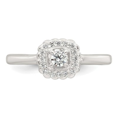 Sterling Silver CZ Cushion Halo Ring – view 5