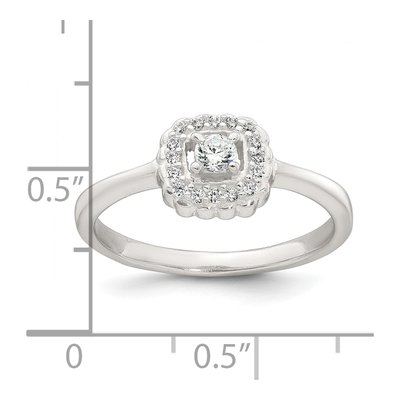Sterling Silver CZ Cushion Halo Ring – view 6