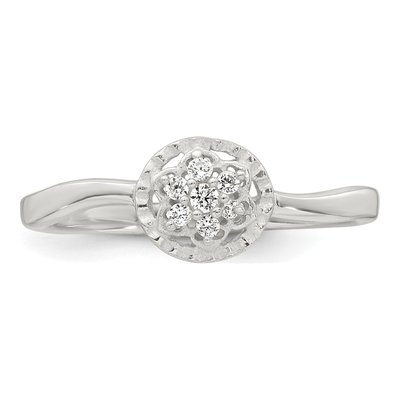 Sterling Silver CZ Flower Ring – view 5